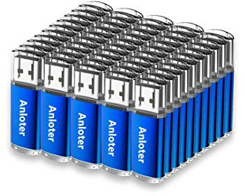Anloter - Chiavetta USB Flash Drive, 50 pezzi, per computer, laptop, Mac, tablet, regalo (32 MB, blu)(Attenzione; La capacità è MB, non GB)
