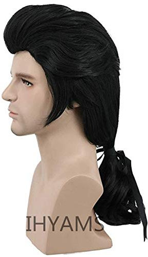 Die Schöne und das Biest Prinz Gaston Perücke Schwarz Kurze lockige Perücke Cosplay Halloween Rollenspiel Synthetisches Haar + Perücke Kappe schwarz