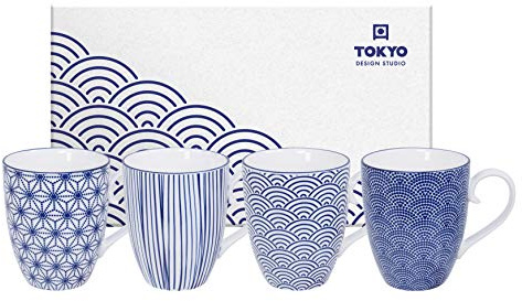 TOKYO design studio Nippon Blue Lot de 4 tasses 8,5 x 10,2 cm 380 ml