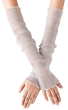 FakeFace Armstulpen Sommer Damen Kühlung Arm Ärmel Spitze Arm Stulpen UV-Sonnenschutz Armlinge Lange Netz Handstulpen Dünne Eisseide Armschutz für Radsport, Klettern, Wandern und Reisen