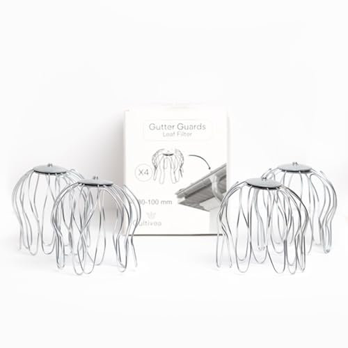 CULTIVEA – Crapaudine en acier Galvanisé (80 mm jusqu’à 100 mm ⌀) – Filtre de gouttière - Filtre anti feuille (Lot de 4)