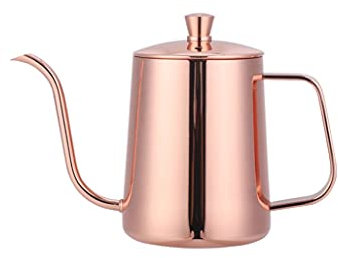 SMSOM Stainless Steel Coffee Kettle 600ml, Gooseneck Pour Over Coffee Kettle for Tea and Coffee, Rose gold (Color : Rose gold)
