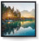 Wandbild Wasserfall Hintersee Bayern - 80 x 80cm Leinwand auf 2cm Keilrahmen mit Schattenfugenrahmen schwarz