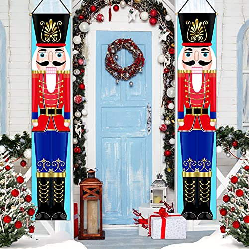 DECFINE Nutcracker Banner Christmas Decorations - Xmas Décor Indoor &Outdoor – Life Size Soldier Model Nutcracker Signs for Front Door,Yard, Porch Garden, Exterior Kids Party