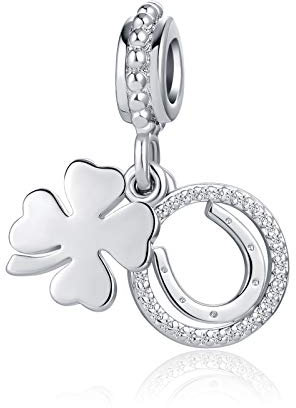 MiniJewelry Perles pour femmes et filles,Breloques pour bracelets, pendentifs, colliers, cœur, clé, attrape-rêves, trèfle, verre porte-bonheur, vin, lune, Cuivre Zircone cubique, Zircone cubique