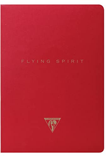 Clairefontaine 106536C - Flying Spirit Red, Notizbuch A5 mit Fadenbindung, 48 Blatt liniert elfenbein 90g, Motive sortiert, 1 Stück
