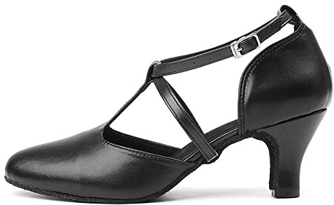 TINRYMX Damen Latin Tanzschuhe Geschlossen Zehen Bequem Salsa Tango Ballsaal tanzschuhe,L272-Schwarz-6CM,43 EU