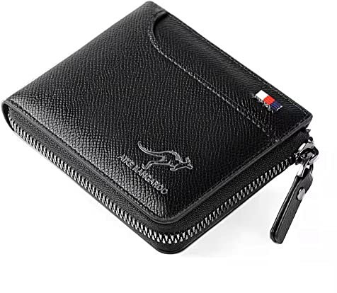 Divons Portefeuille Homme en Cuir Véritable Porte-Monnaie avec Blocage RFID/NFC 13 Porte Carte Crédit,Grande Poche à Monnaie, pour Homme et Femme (Noir)