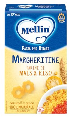Mellin La Pasta dei Bimbi, 100% Naturale, MARGHERITINE con Farina di Mais e Riso 280g
