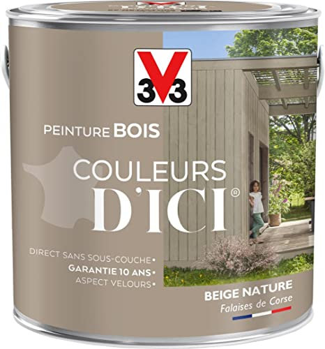 V33 Peinture Bois Couleurs d ICI® - Beige nature - Falaises de corse - Velours - 2L