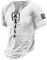 LUNULE Kompressionsshirt Herren Westernhemd Herren Hemd Slim Fit Herren MäNner Mittelalter Retro SchnüRen Henley Shirt V-Ausschnitt Kurzarm Vintage Casual Tshirts Sommer Outdoor Tshirt Weiß Herren