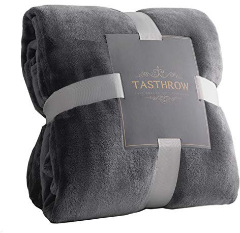 TASTHROW Flanelle Couverture Polaire, Moelleuse Couverture Polaire Epaisse, Jeté de Canapé Couverture Chaude et Douce en Peluche Plaid Polaire (Gris, 230x270cm)