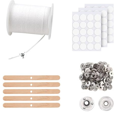 Neodtx Kerzendocht 6100cm Kerzendochte Für Kerzen Kerzen Docht Set Weiß Candle Wick Mit 100 Stück Dochthalter Für DIY Kommunionkerze Weihnachten Kerzenherstellung (Weiß)