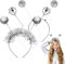 TZQFROCE 3 Stück Alien Kostüm Set Alien Kostüm Zubehör Alien Kostüm Damen Alien Stirnband Alien Antenne Stirnband Alien Haarband Silber für Damen Verkleidung Erwachsene