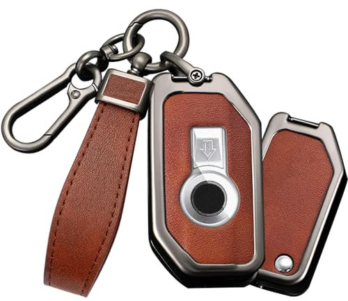 TECART Metallrahmen Motorrad-Schlüsselanhänger-Hülle, passend für BMW F850 GS R1200 GS LC R1250GS Leder Schlüsselzubehör, Langer Schlüsselanhänger, Braun