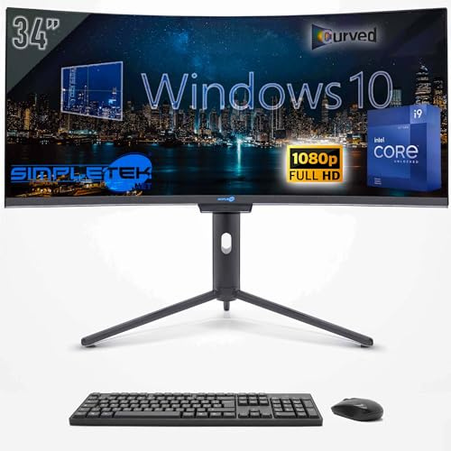 SIMPLETEK - All in one PC 34 Curvo FHD | i9 12. Generation | Windows 10 Pro | 16GB RAM | 480GB SSD | Integrierte Webcam 5MP | WiFi6 und BT 5.2