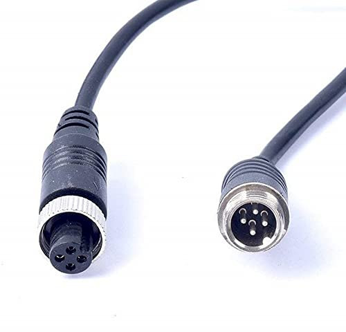 REY Aviation Plug 4 Pin Male to Female Extension Cable 5m Video Power Black