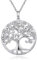 jiamiaoi Collier arbre de vie en argent plaqué or blanc pour femme - Chaîne avec strass arbre de vie - Zircone cubique