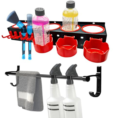 YCWF Wall-Mounted Aerosol Spray Can Holder Set,Auto Cleaning Detailing Tools Organizer,Spray Bottle Holder for Auto Detailing Supplies