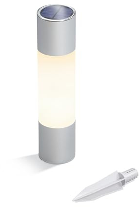 Esotec Solar Standleuchte Solar Pollerleuchte Pole Light 30 DuoColor 102616 | 2800/6500K Duo Color, bis 8 Std, 360° Licht, Akku wechselbar, Monokristallin, Aluminium, Erdspieß & Schraubmontage, Ø7×H30cm