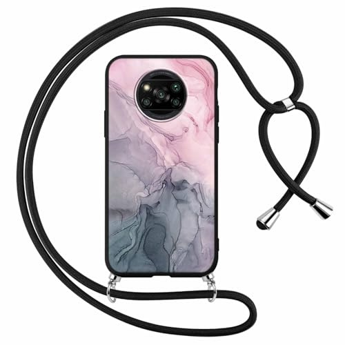 Foonary Coque pour Xiaomi Redmi Note 11S 4G / 11 4G avec Cordon de Collier, Aesthetic Marbre Motif Étui Housse Réglable Lanyard Corde, Souple Silicone TPU Antichoc Protection Case 6,43, Marbre 4