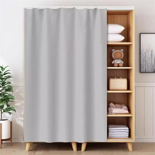BESTORI Schrankvorhänge für Küche Selbstklebend Waschbar Staubdichter Vorhang Privatsphäre Gardine für Kleiderschrank, Regale, Badezimmer, Grau 01, 130cm x 200cm