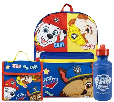 Paw Patrol Mochila Patrulla Canina Juego De 3 Piezas | Mochila Niño, Botella Y Fiambrera Infantil | Azul One Size