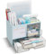 RISEMART Desk Organiser with 3 Drawers, Desk Tidy Organiser with Pen Holder, Large Capacity Desktop Organizer Stationery Storage Box for School Office Home Makeup Desk Supplies (Blue)