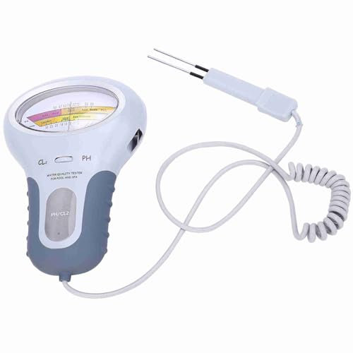 Testeur de Chlore et pH pour Piscine, Analyseur Électronique avec Grand Écran et Sonde, Plastique Durable pour Piscine Familiale ou Spa