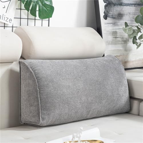 YOUGANG Sofakissen, 70 x 35 x 17 cm, großes Sofa-Rückenkissen, Keilkissen, Lendenwirbelstützkissen, dreieckiges Kopfteil mit abnehmbarem Bezug (grau)