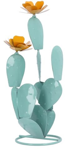 Qcwwy Décor de Statue de Cactus de Jardin, Iron Art Extérieur Cactus Yardkunst pour la Cour