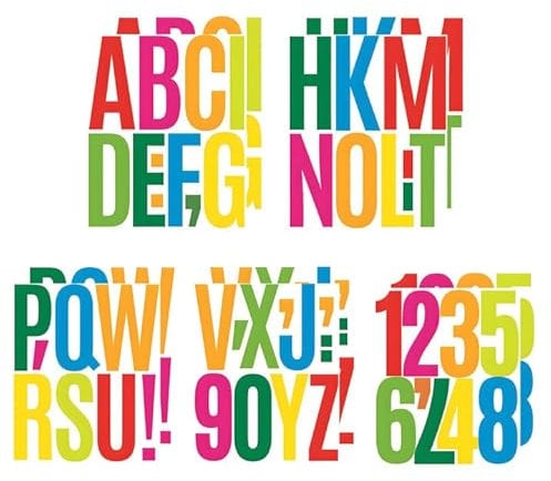 5 Inch Stick on Letters Numbers Stickers, 10 Sheets Self Adhesive Letters Sticky Numbers, Waterproof Large Alphabet Stickers for DIY Crafts Address Sign Poster Mailboxes Door Window Car (Color)