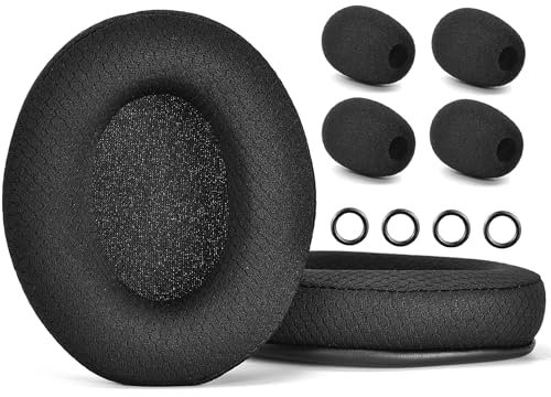 Ersatz-Ohrpolster und Mikrofon-Schaumstoff, kompatibel mit HyperX CloudX/Cloud III/Pro/Core/Alpha/Alpha S/Alpha Pro/Flight/Flight S/Stinger/Stinger S/CloudX Stinger/Stinger Core (Netzgewebe)