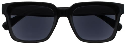 OPULIZERA - Gafas de sol de lectura, lentes tintadas negras, antirreflectantes y antirreflejos, protección UV400, marco rectangular de gran tamaño, bisagras de resorte, negro, unisex +2.00, Negro