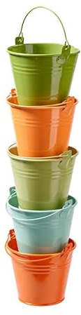 Klocke Dekorationsbedarf Bunte Zink Eimer Set´s - Deko Eimer mit Metallbügel für Pflanzen, Geschenke & Deko - Bunte Mini Blumentöpfe - Party & Garten (Bunt Mix, 5 St. D13H11 cm)