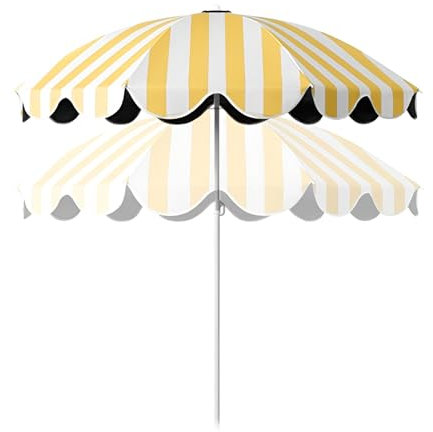Generisch Kleiner sonnenschirm gelber gestreifter, 155cm tragbarer outdoor-sonnenschirm, höhenverstellbar, wasserdicht, sonnenschutz UV 50+ für balkon, camping