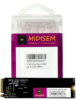 Midisem 2 TB PCIe 3.0 NVMe M.2 SSD | Bis zu 3500/3000 MB/s Lesen/Schreiben | DRAM-Cache für Geschwindigkeit und Effizienz | 3D TLC NAND | kompatibel mit Desktops und Laptops