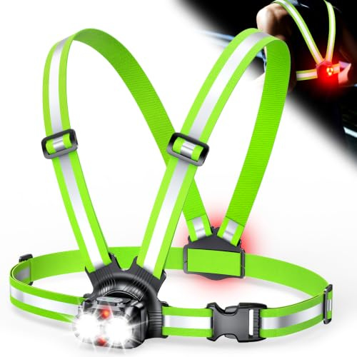 ISEYOU Lauflampe Joggen, 800 Lumen Brustlampe Lauflicht, 6 Modi, 45° neigbar, IPX5, USB-C wiederaufladbar, 4-25 Std. Laufzeit, 360° Reflexgurte – für Camping/Nachtlauf/Radfahren/Spazieren