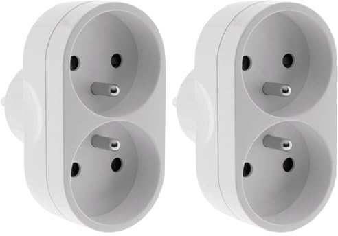 Multiprise biplite pour façade 16A - Blanc - Zenitech (Lot de 2)
