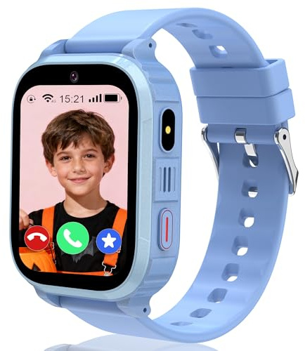 GPS Montre Connectée Enfant, Montre Bracelet Enfant 4G Telephone, Appel, SOS, Chat Vidéo WiFi, GPS Localisation, Mode Classe, Réveil, 7 Jeux, 10 Contacts, SMS, IP68 Smartwatch Ado Enfants Cadeau