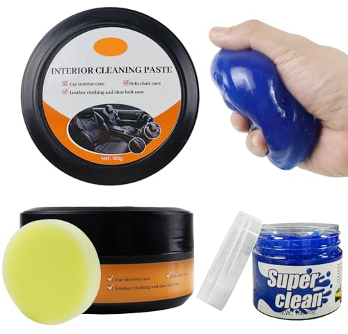 2PCS Gel de Limpieza para el Interior del automóvil,Crema de reparación para el cuidado del coche,Crema Limpiadora para Coche, Limpiador Interior para Cuero, Plástico, Salpicadero y Asientos