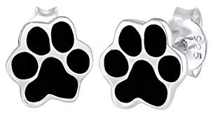 Elli Ohrringe Damen Ohrstecker Pfoten Tier Hund Katze Filigran mit Emaille in 925 Sterling Silber
