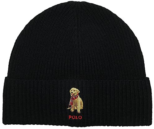 POLO RALPH LAUREN Mütze bestickt Golden Retriever Beanie Polo Logo Beanie Schwarz, Schwarz