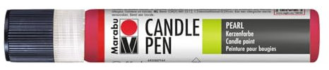 Marabu 18050009031 - Candle Pen Kirschrot, Kerzenpen, cremig, weiche Wachsmalfarbe, auf Wasserbasis, lichtecht, geruchsneutral, wetterfest, kinderleichte Kerzendeko, 25 ml