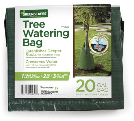 Greenscapes Tree Watering Bag with Micro-Perforated Seams for Slow Release Drip 6-8 Hour Empty Time: Fits Up to 4 Inch Caliper, 20 Gallon Capacity (Pack of 1)