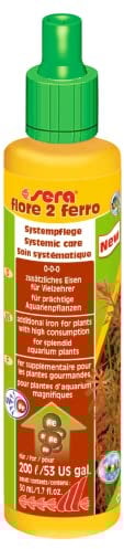 sera flore 2 ferro 50 ml - Eisendünger für prächtige Farbentwicklung Systempflege Zusätzliches Eisen für Vielzehrer UV-stabil Für prächtige Aquarienpflanzen, Dünger für Wasserpflanzen