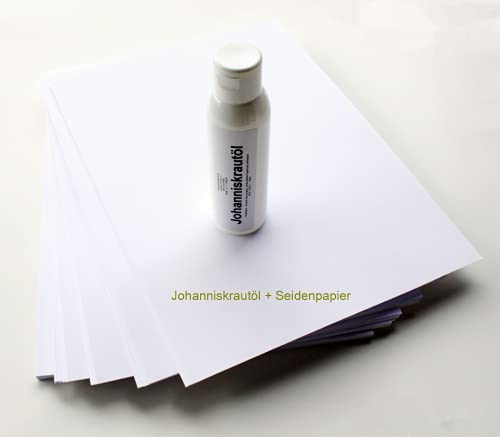 Set - 500ml Johanniskrautöl + 200 Blatt Seidenpapier (37,5 cm x 50,0 cm) für Dorn Methode/Breuß Massage