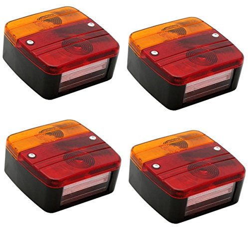 hillfield® Universal Rücklichter 12V, Rückleuchten für KFZ Anhänger, komplett mit Glühlampen (4 Stück)