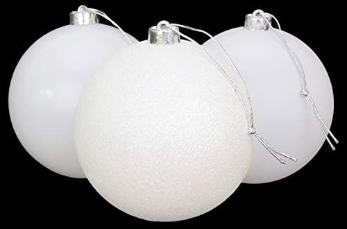 Christmas Concepts Adornos Extra Grandes de 3-15cm (6)- Diseño Brillante, Mate y Brillante - Decoraciones navideñas (Blanco)