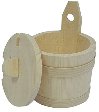 Zuccheriera secchio barile di legno con coperchio sale spezie in legno 15 cm C03